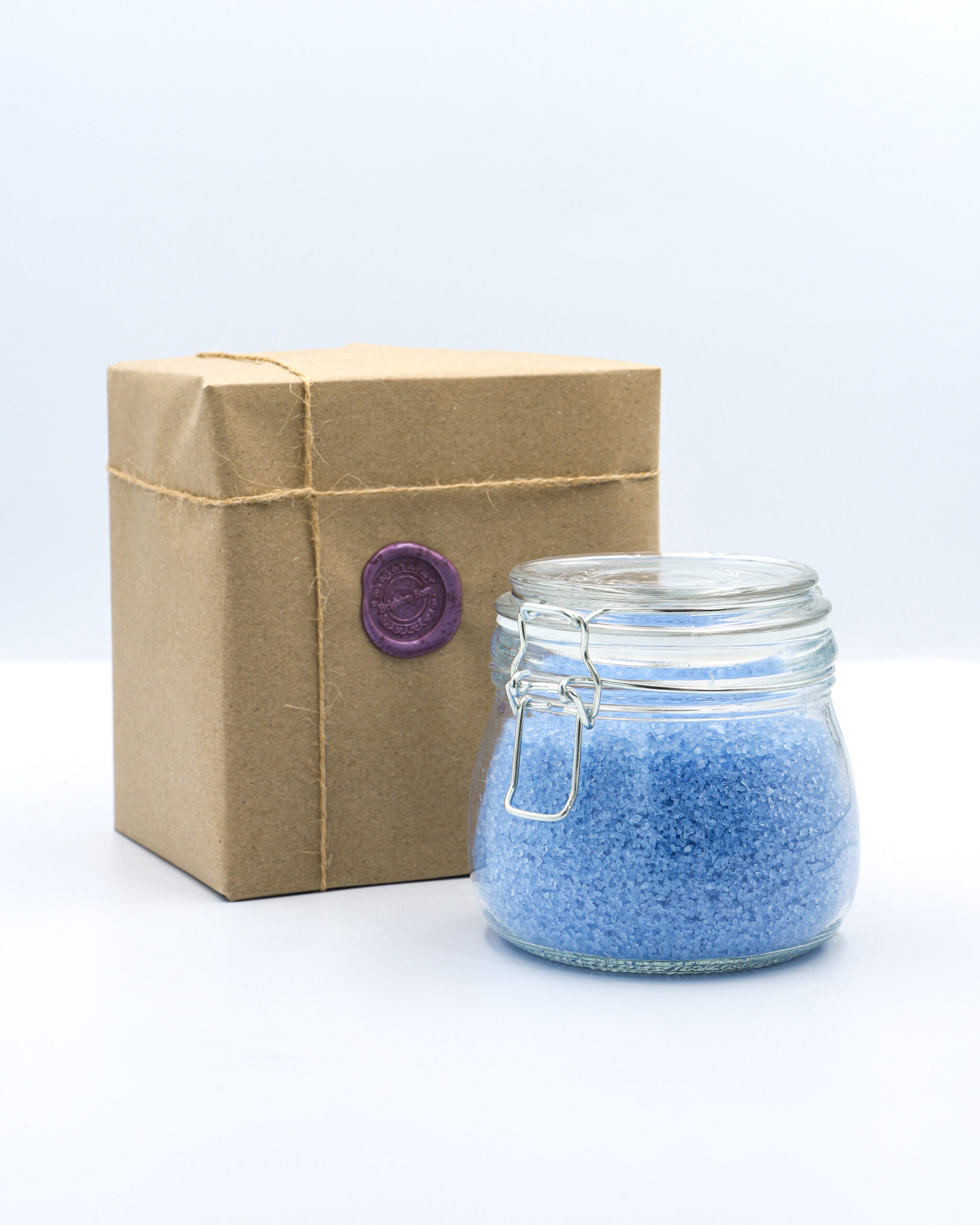 Glass Jar of Blue Bay Rum Bath Salts Brighton Soap