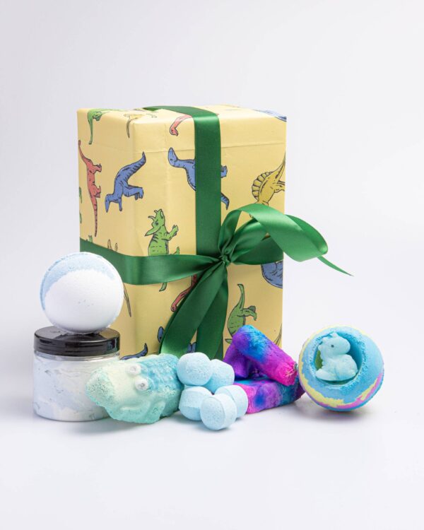 Introducing our "Dinosaur Bath Bomb Gift Set" – a prehistoric adventure for your bath time relaxation! This unique and delightful set is perfect for anyone who loves a touch of nostalgia and whimsy while indulging in a luxurious bathing experience. Dive into a world of soothing blues, captivating scents, and hidden surprises as you embark on a journey back in time.